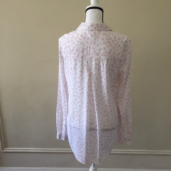 Beach Lounge Collection Heart Printed Button Down Shirt Top New - Picture 5 of 13